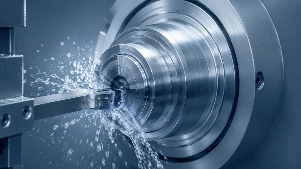 CNC turning process for precision metal components