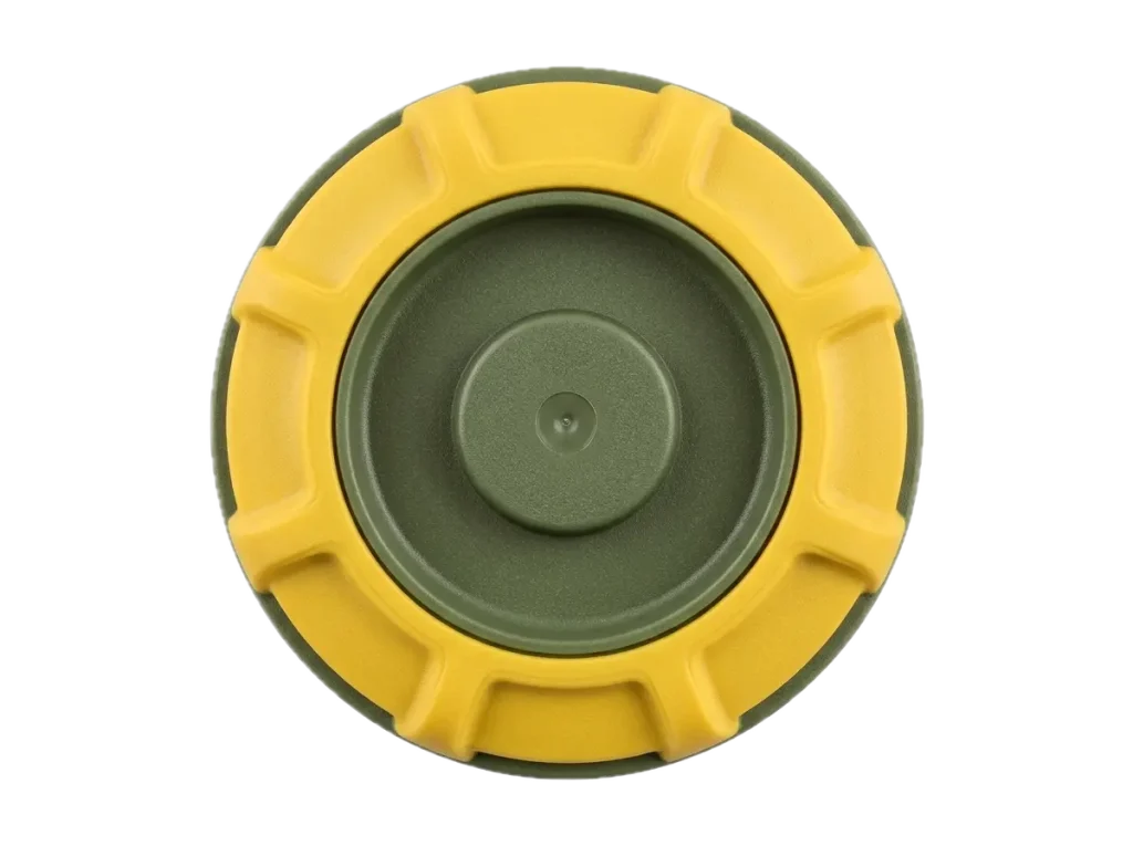 front view of an industrial control knob with a PA6 core and TPE overmould