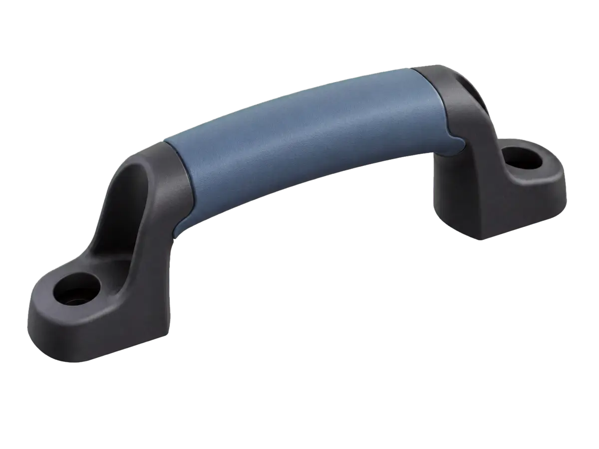 Industrial handle with a rigid PA6 core and TPE overmould