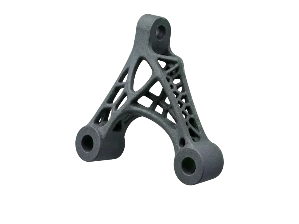 Topology-optimized 3D printed industrial bracket with a textured surface