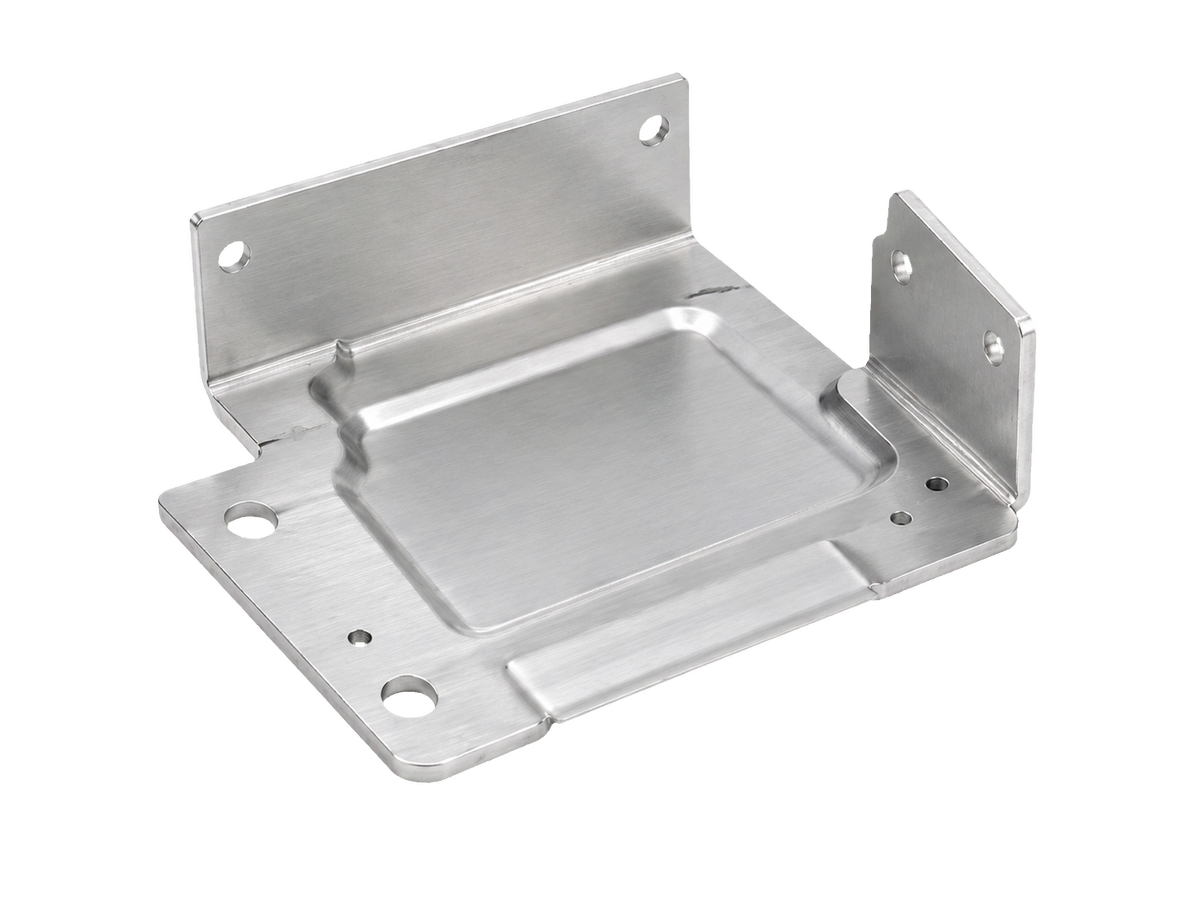 Formed sheet metal bracket with bent flanges and mounting holes
